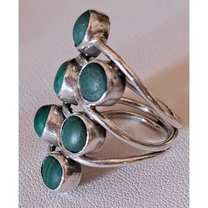 Vintage Sterling Silver MALACHITE Ring size 5.5